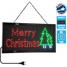 Φωτιστικό Ταμπέλα LED Σήμανσης MERRY CHRISTMAS WITH TREE με Πρίζα 75694 GloboStar
