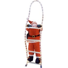 Χριστουγεννιάτικος Φωτιζόμενος Άγιος Βασίλης σε Σκάλα Φουσκωτός Φωτοσωλήνας Ρεύματος 38cm