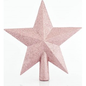 Eurolamp Χριστουγεννιάτικη Κορυφή Πλαστική Ροζ με Χρυσόσκονη