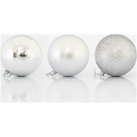 Eurolamp Χριστουγεννιάτικη Μπάλα Πλαστική Ασημί 10cm 6τμχ