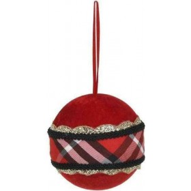 Inart Χριστουγεννιάτικη Μπάλα Υφασμάτινη Κόκκινη 10cm 6τμχ