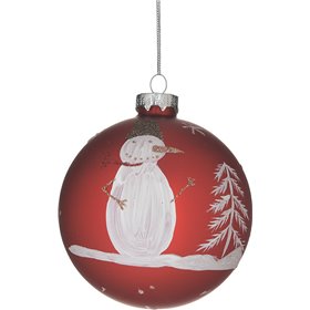 Inart Χριστουγεννιάτικη Μπάλα Γυάλινη Κόκκινη 10cm 4τμχ