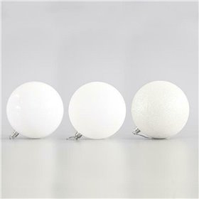 Eurolamp Χριστουγεννιάτικη Μπάλα Πλαστική Λευκή 10cm 6τμχ