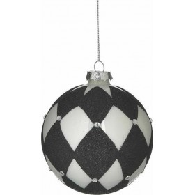 Inart Χριστουγεννιάτικη Μπάλα Γυάλινη Μαύρη 10x10cm 4τμχ