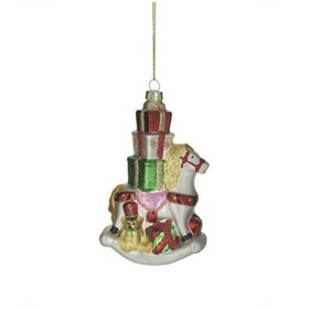 Inart Χριστουγεννιάτικο Δωράκι Γυάλινο Πολύχρωμο 12x7cm 4τμχ