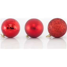 Eurolamp Χριστουγεννιάτικη Μπάλα Πλαστική Κόκκινη 10cm 6τμχ
