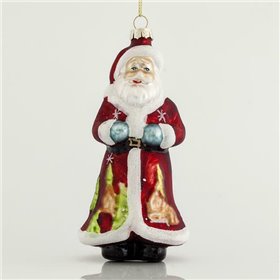 Eurolamp Χριστουγεννιάτικος Άι Βασίλης Γυάλινος Κόκκινος 6.8x13.7cm
