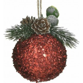 Inart Χριστουγεννιάτικη Μπάλα Πλαστική Κόκκινη 10cm 4τμχ