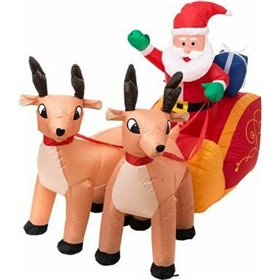 "Διακοσμητικός Φουσκωτός Άγιος Βασίλης με Μουσική Διακοσμητικός Φουσκωτός Άγιος Βασίλης με Μουσική, Έλκηθρο και Ταράνδους 180x63x113cm