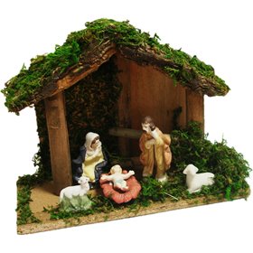 Φάτνη Ξύλινη με 6 Φιγούρες 17cm