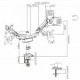 Brateck LDT47-C024 Βάση Γραφείου για 2 Οθόνες έως 27" με Βραχίονα