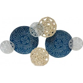 Inart Διακοσμητικό Τοίχου από Μέταλλο Ethnic Trays Natural-Μπλε 85x9x50cm Inart Διακοσμητικό Τοίχου από Μέταλλο Ethnic Trays Natural-Μπλε 85x9x50cm