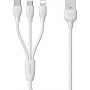 Remax Regular USB to Lightning / Type-C / micro USB Cable Λευκό 1m (Souda)