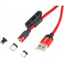 AMiO Magnetic USB to Lightning / Type-C / micro USB Cable Κόκκινο 1m (02522/AM)