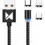 Wozinsky LED / Magnetic USB to Lightning / Type-C / micro USB Cable Μαύρο 1m (WMC-01)