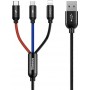 Baseus Braided USB to Lightning / Type-C / micro USB Cable Μαύρο 1.2m (CAMLT-BSY01)