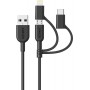 Anker Regular USB to Lightning / Type-C / micro USB Cable Μαύρο 1m (A8436011)