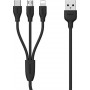 Remax Regular USB to Lightning / Type-C / micro USB Cable Μαύρο 1m (Suda)