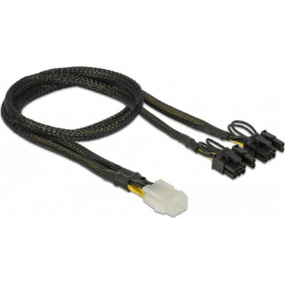 DeLock 6-Pin PCIe female - 2x 8-Pin PCIe male Cable 0.3m Μαύρο (85455)