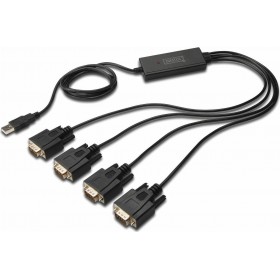 Digitus Καλώδιο USB 2.0 σε 4x RS232 9-pin male 1.5m Digitus Καλώδιο USB 2.0 σε 4x RS232 9-pin male 1.5m