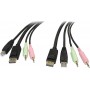 StarTech 4-in-1 USB DisplayPort KVM Switch Cable w/ Audio &amp Microphone 1.8m