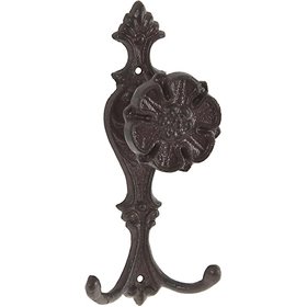 Inart Αντικέ Κρεμάστρα Τοίχου Μεταλλική 2 Θέσεων Καφέ 7x9x19.5cm