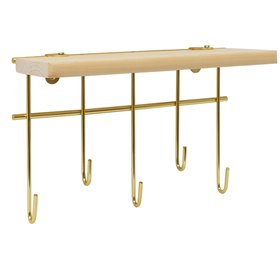 Pakoworld Κρεμάστρα Τοίχου Upwood Ξύλινη 5 Θέσεων Χρυσή 27x18x10cm