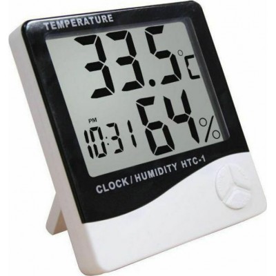 GKOR-HUM-Clock Θερμόμετρo &amp Υγρασιόμετρo Επιτραπέζιο για Χρήση σε Εσωτερικό Χώρο