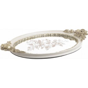 Inart Δίσκος/Καθρέπτης Polyresin Λευκός/Χρυσός 40x23x4cm Inart Δίσκος/Καθρέπτης Polyresin Λευκός/Χρυσός 40x23x4cm