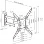 Brateck LPA68-443 Full-motion Βάση Τηλεόρασης Τοίχου με Βραχίονα έως 55" και 30kg