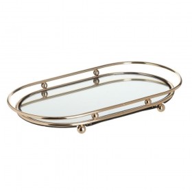 Click Διακοσμητικός Δίσκος Μεταλλικός Οβάλ Με Καθρέπτη Χρυσός 39x20x4cm