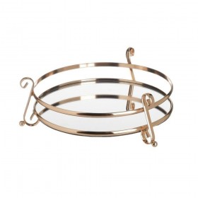 Click Διακοσμητικός Δίσκος Μεταλλικός Στρογγυλός Με Καθρέπτη Χρυσός 23x23x8cm