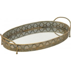 Inart Διακοσμητικός Δίσκος Μεταλλικός Με Καθρέπτη Χρυσός 49x30cm Inart Διακοσμητικός Δίσκος Μεταλλικός Με Καθρέπτη Χρυσός 49x30cm