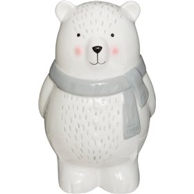 Click Κουμπαράς Κεραμικός Αρκουδάκι Λευκός 10x10x16cm