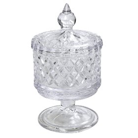 Espiel Φοντανιέρα Γυάλινη Σκαλιστή με Καπάκι και Πόδι 8x8x13cmΚωδικός: ORT131 