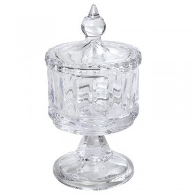 Espiel Φοντανιέρα Γυάλινη Σκαλιστή με Καπάκι και Πόδι 8x8x13cmΚωδικός: ORT132 