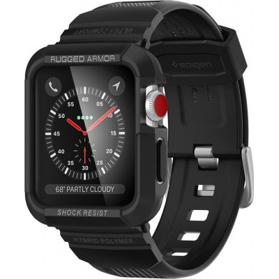 Spigen Rugged Armor Pro Θήκη Σιλικόνης σε Μαύρο χρώμα για το Apple Watch 42mm