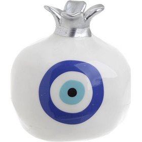 Inart Επιτραπέζιο Γούρι με Ρόδι Λευκό/ Μπλε από Κεραμικό Υλικό 9x9cm Inart Επιτραπέζιο Γούρι με Ρόδι Λευκό/ Μπλε από Κεραμικό Υλικό 9x9cm