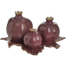 Inart Επιτραπέζιο Γούρι με Ρόδι Μωβ-Χρυσό από Κεραμικό Υλικό 4τμχ Inart Επιτραπέζιο Γούρι με Ρόδι Μωβ-Χρυσό από Κεραμικό Υλικό 4τμχ