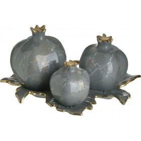 Inart Επιτραπέζιο Γούρι με Ρόδι Χρυσό-Γκρι από Κεραμικό Υλικό 4τμχ Inart Επιτραπέζιο Γούρι με Ρόδι Χρυσό-Γκρι από Κεραμικό Υλικό 4τμχ