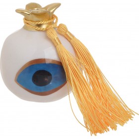 Inart Επιτραπέζιο Γούρι με Ρόδι Λευκό/ Μπλε από Κεραμικό Υλικό 6.5x6.5cm Inart Επιτραπέζιο Γούρι με Ρόδι Λευκό/ Μπλε από Κεραμικό Υλικό 6.5x6.5cm