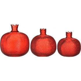 Click Επιτραπέζιο Γούρι με Ρόδι Κόκκινο από Γυαλί 3τμχ