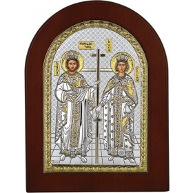 Prince Silvero Εικόνα Άγιος Κωνσταντίνος και Ελένη Ασημένια 15x21cm