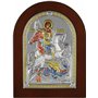 Prince Silvero Εικόνα Άγιος Γεώργιος Ασημένια σε Καφέ Ξύλο18x24cm