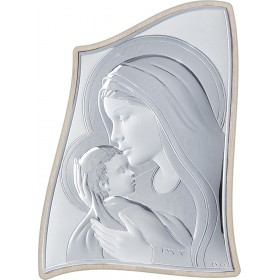 Prince Silvero Εικόνα Παναγία με Χριστό Ασημένια 20x28cm