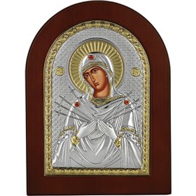 Prince Silvero Εικόνα Παναγία Επτά Σπαθιά Ασημένια 15x21cm