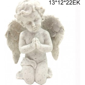 Marhome Διακοσμητικό Άγαλμα Μνημείου από Πλαστικό Άγγελος Με Φτερά 13x12x22cm