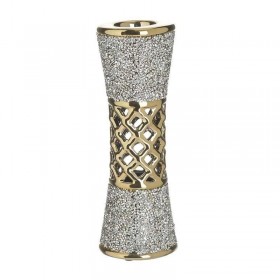 Inart Κηροπήγιο Κεραμικό Χρυσό 8x8x24cm Inart Κηροπήγιο Κεραμικό Χρυσό 8x8x24cm