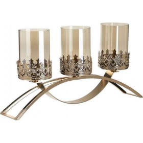 Inart Κηροπήγιο για Ρεσώ Μεταλλικό Χρυσό 42x8x19cm Inart Κηροπήγιο για Ρεσώ Μεταλλικό Χρυσό 42x8x19cm