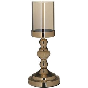 Inart Κηροπήγιο Γυάλινο Χρυσό 11x11x27cm Inart Κηροπήγιο Γυάλινο Χρυσό 11x11x27cm